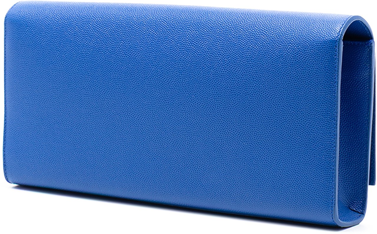 Saint Laurent Grain De Poudre Monogram Cassandre Clutch Blauw