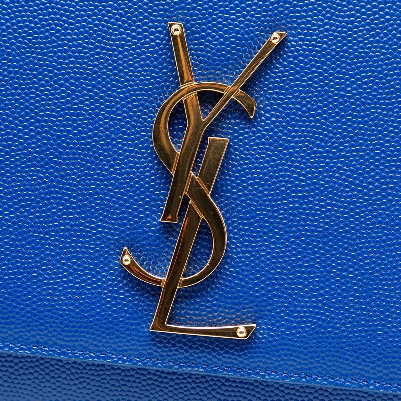 Saint Laurent Grain De Poudre Monogram Cassandre Clutch Blauw