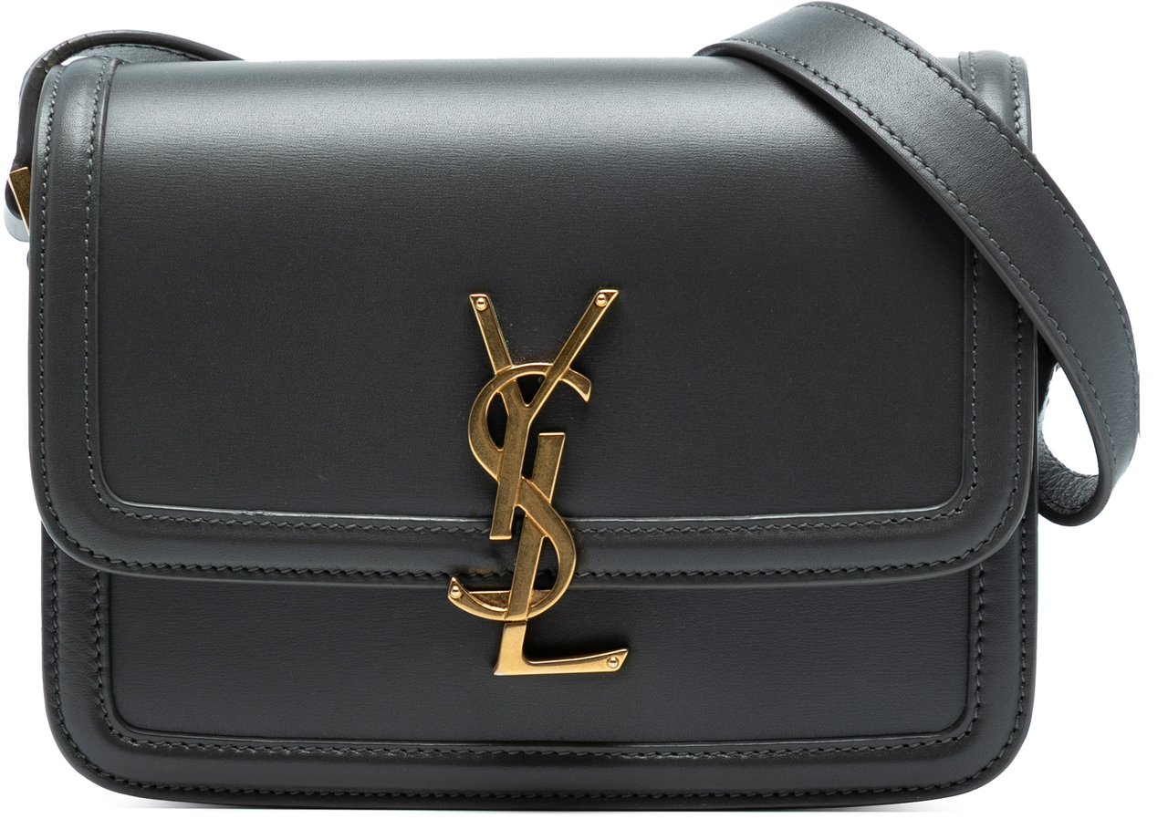Saint Laurent Small Calfskin Solferino Satchel In Box Grijs