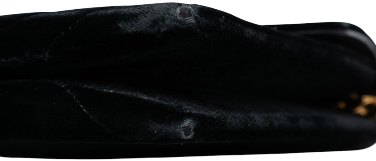 Saint Laurent Medium Chevron Velvet Monogram Envelope Bag Zwart