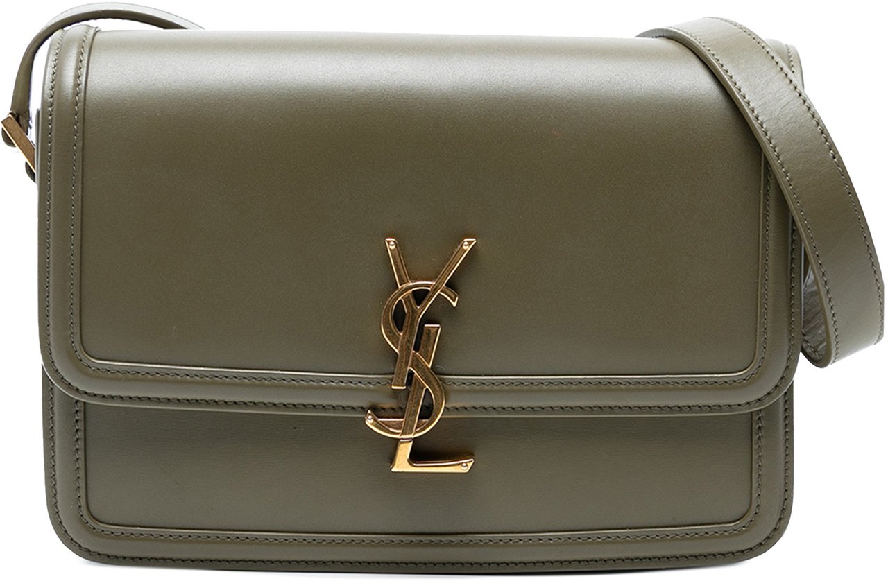 Saint Laurent Medium Leather Solferino Satchel In Box Groen