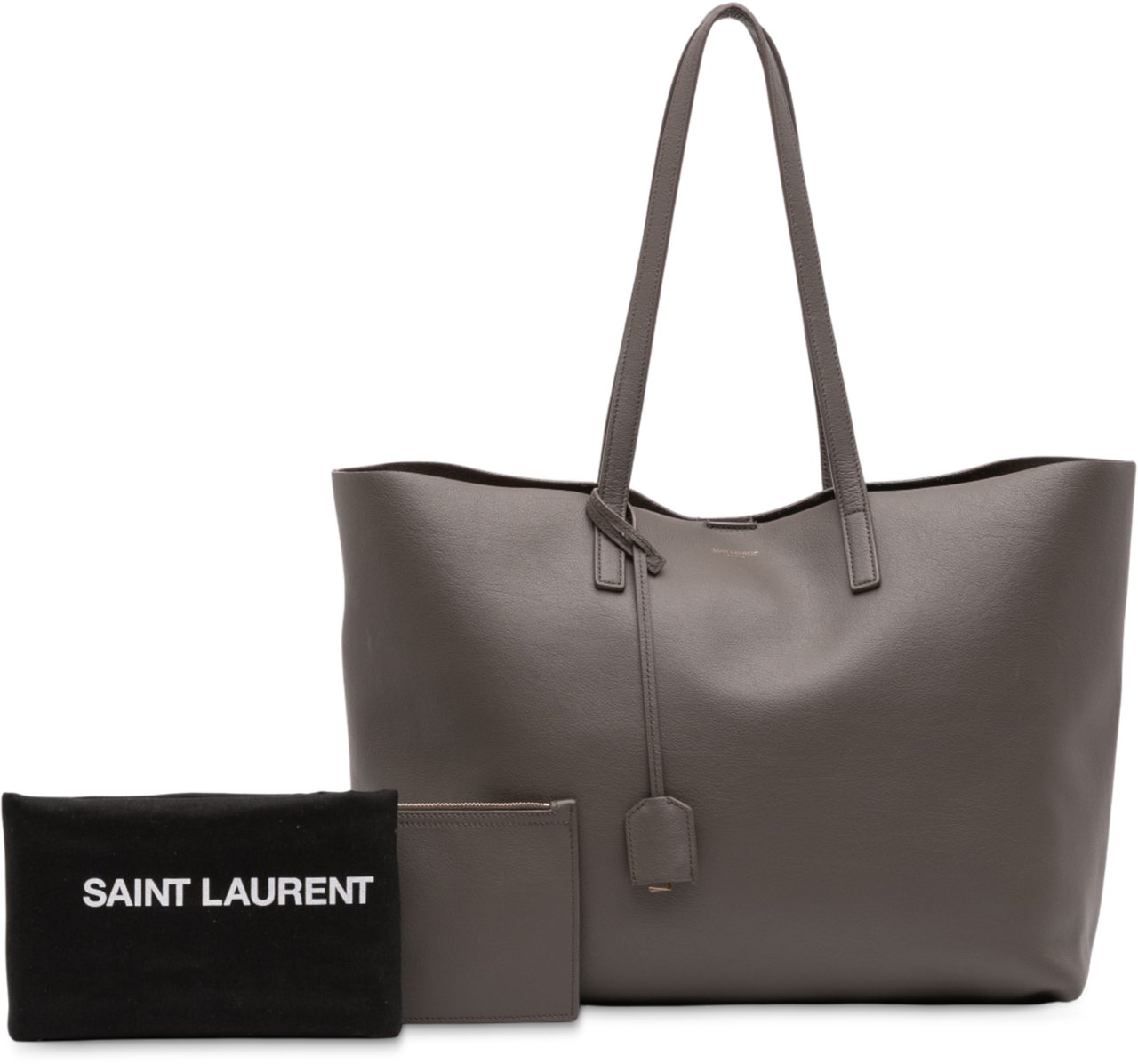 Saint Laurent Large Leather East West Shopping Tote Grijs