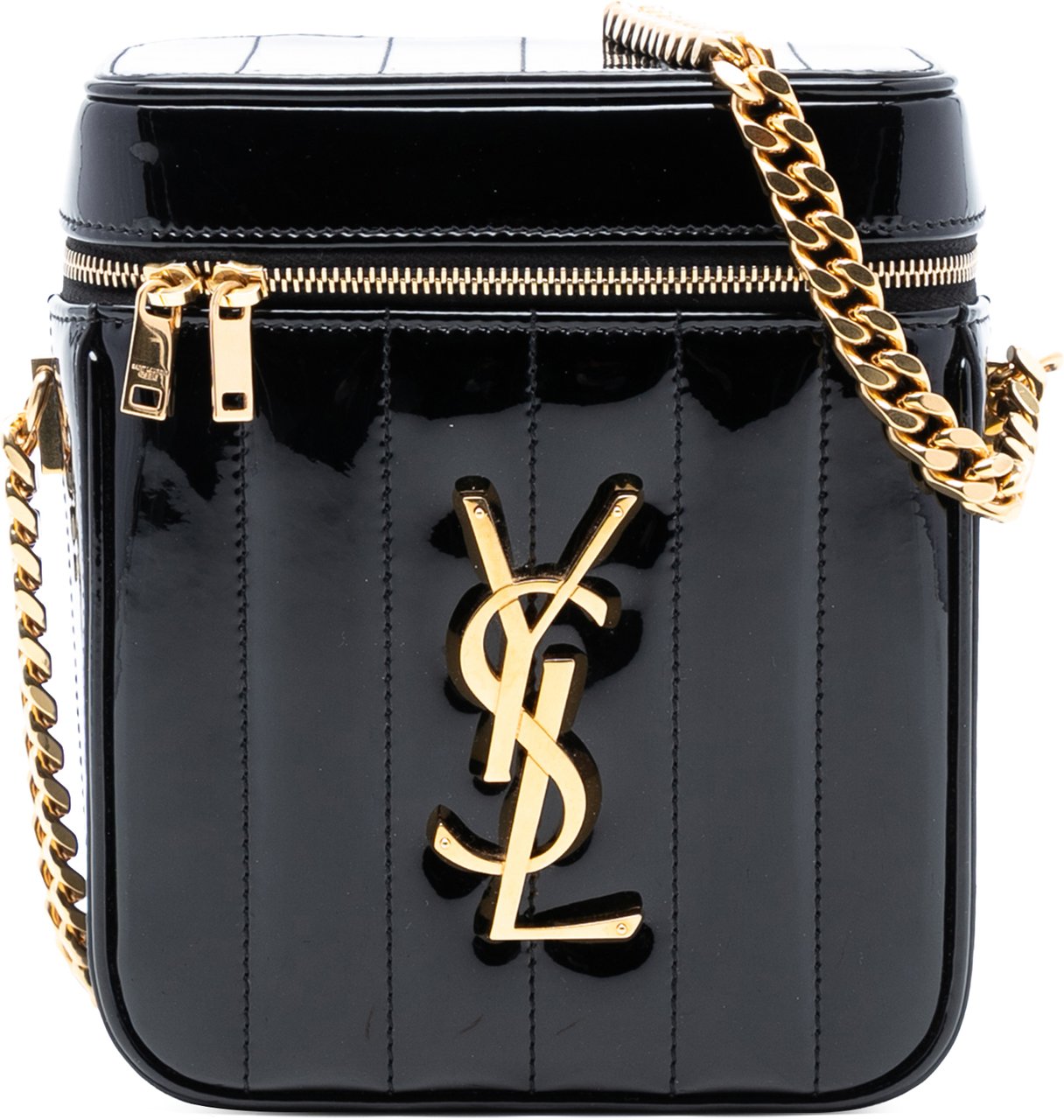 Saint Laurent Patent Vicky Vanity Bag Zwart