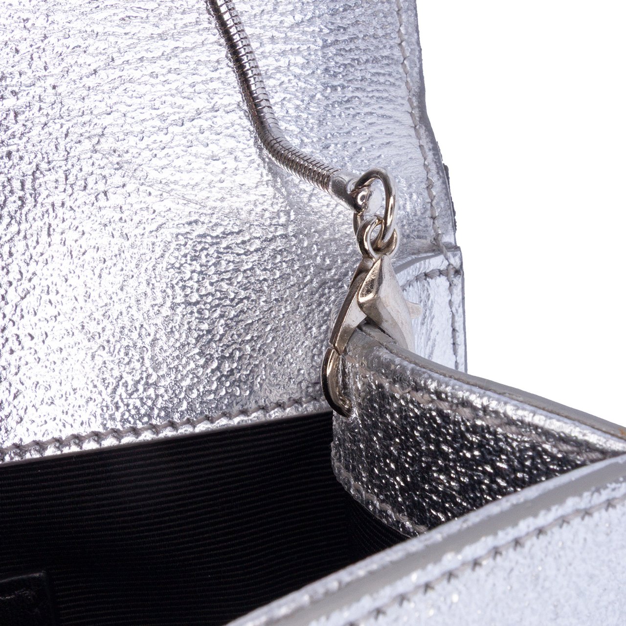Saint Laurent Metallic Leather Crossbody Zilver