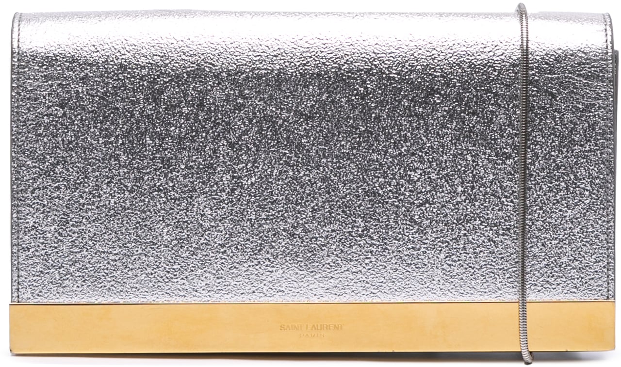 Saint Laurent Metallic Leather Crossbody Zilver