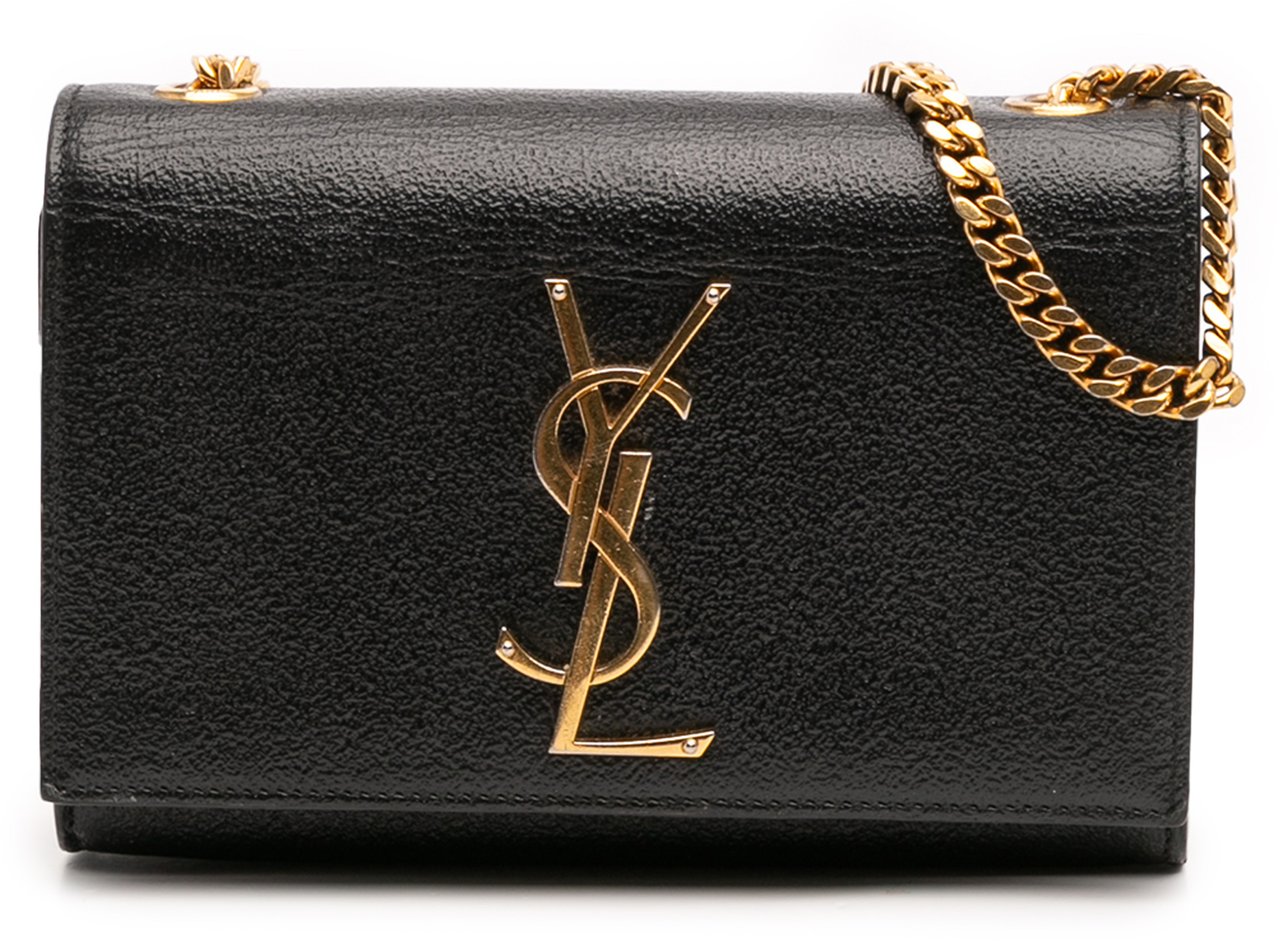 Saint Laurent Small Leather Monogram Kate Crossbody Zwart