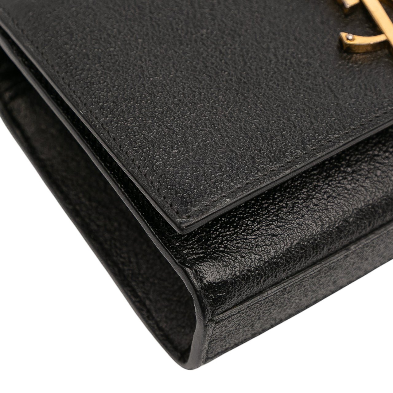 Saint Laurent Small Leather Monogram Kate Crossbody Zwart