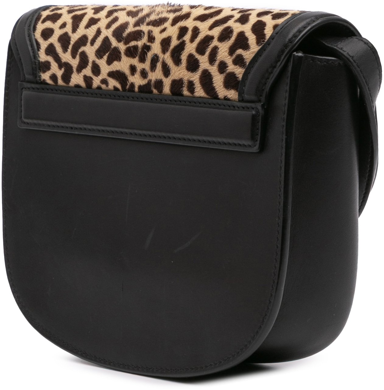 Saint Laurent Small Calfskin and Pony Hair Leopard Print Kaia Crossbody Zwart