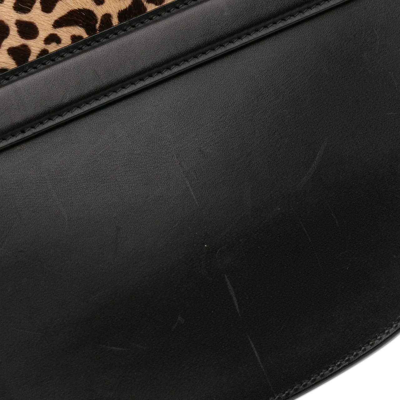 Saint Laurent Small Calfskin and Pony Hair Leopard Print Kaia Crossbody Zwart