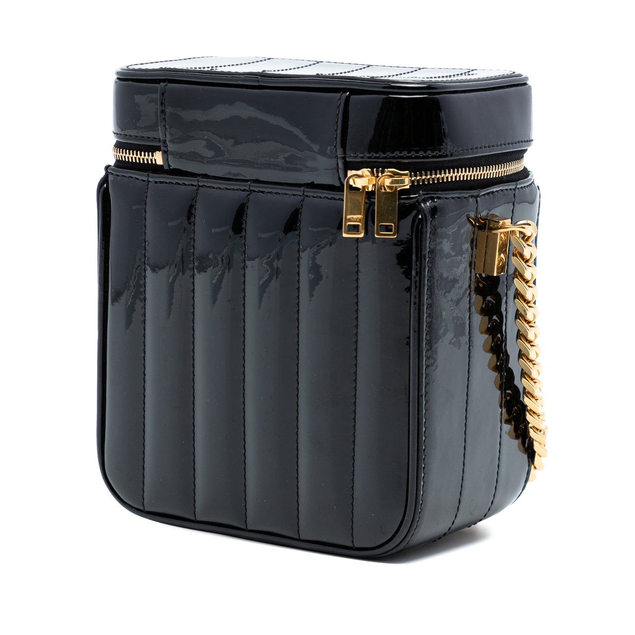 Saint Laurent Patent Vicky Vanity Bag Zwart