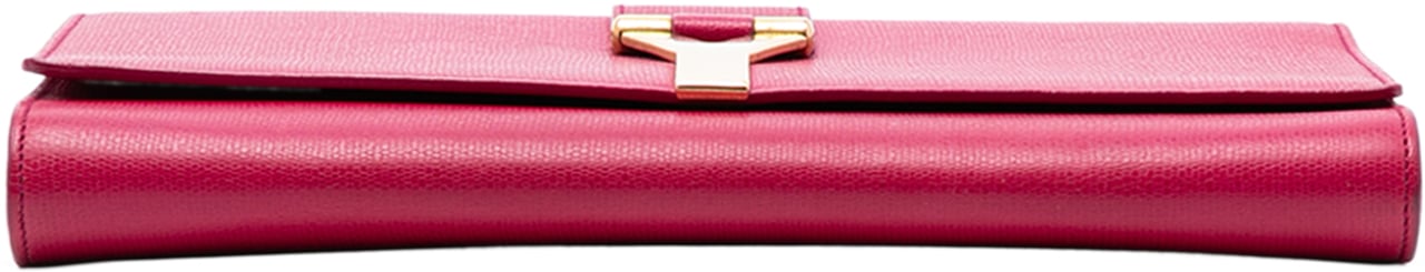 Saint Laurent Textured Calfskin Chyc Ligne Clutch Roze