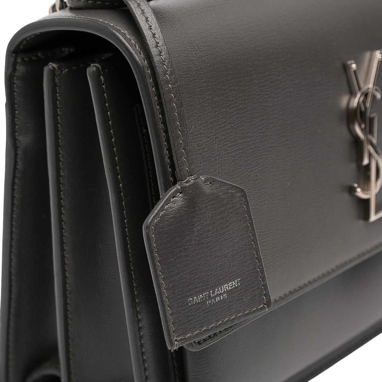 Saint Laurent Medium Leather Monogram Sunset Crossbody Grijs