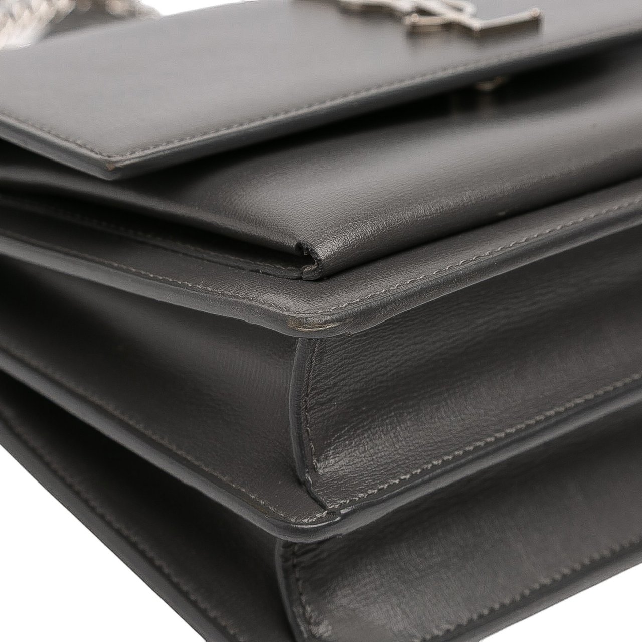 Saint Laurent Medium Leather Monogram Sunset Crossbody Grijs