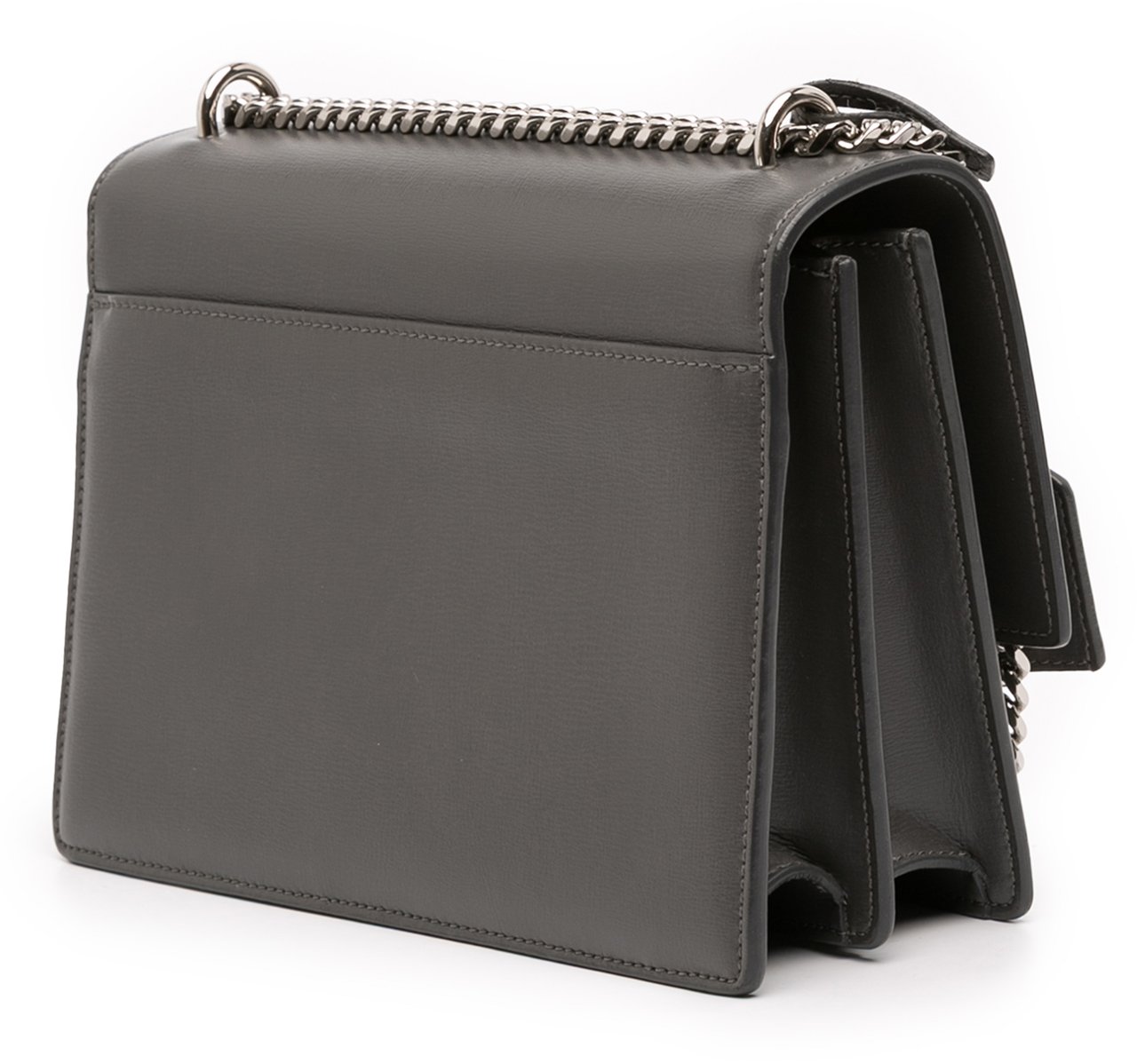 Saint Laurent Medium Leather Monogram Sunset Crossbody Grijs