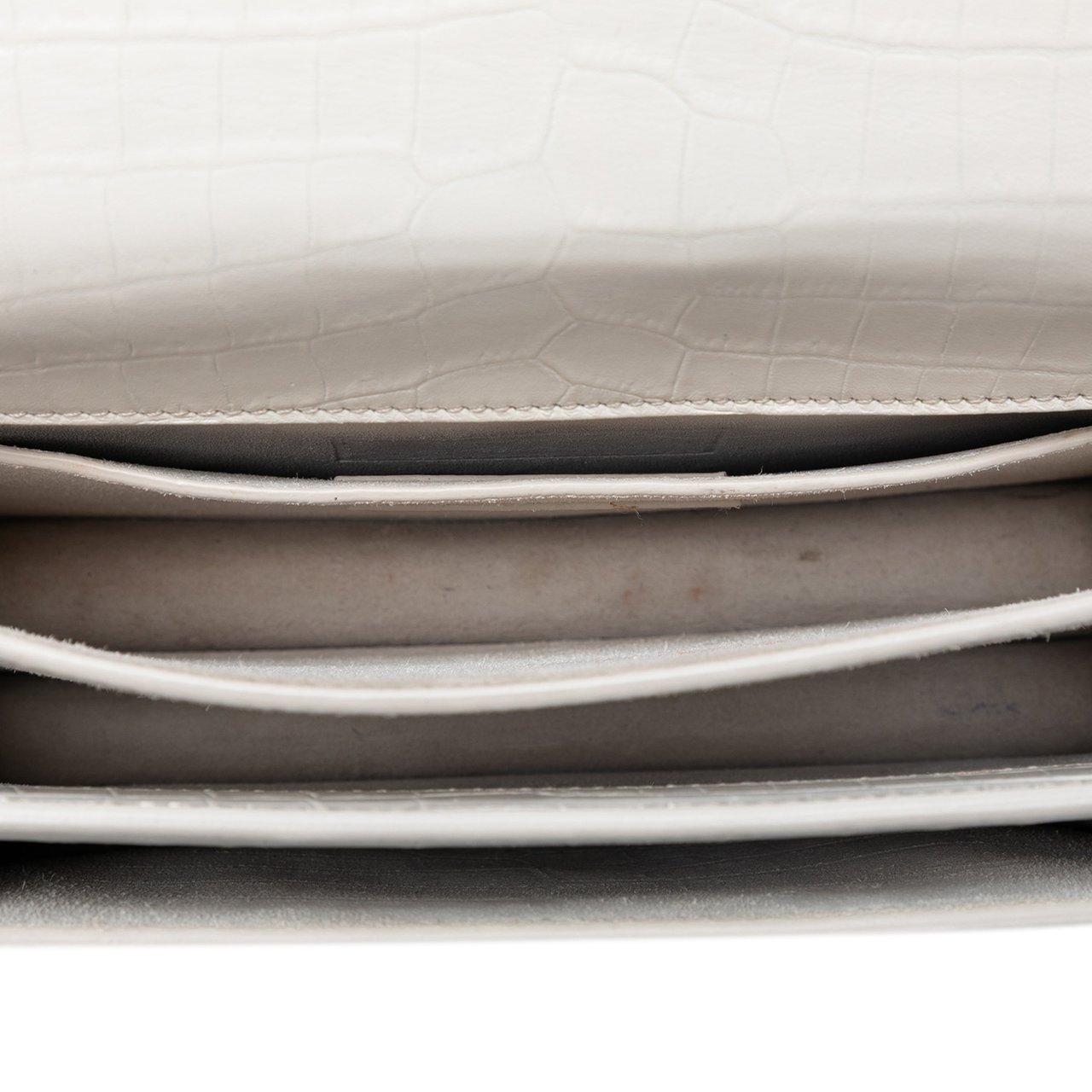 Saint Laurent Medium Croc Embossed Monogram Sunset Bag Wit