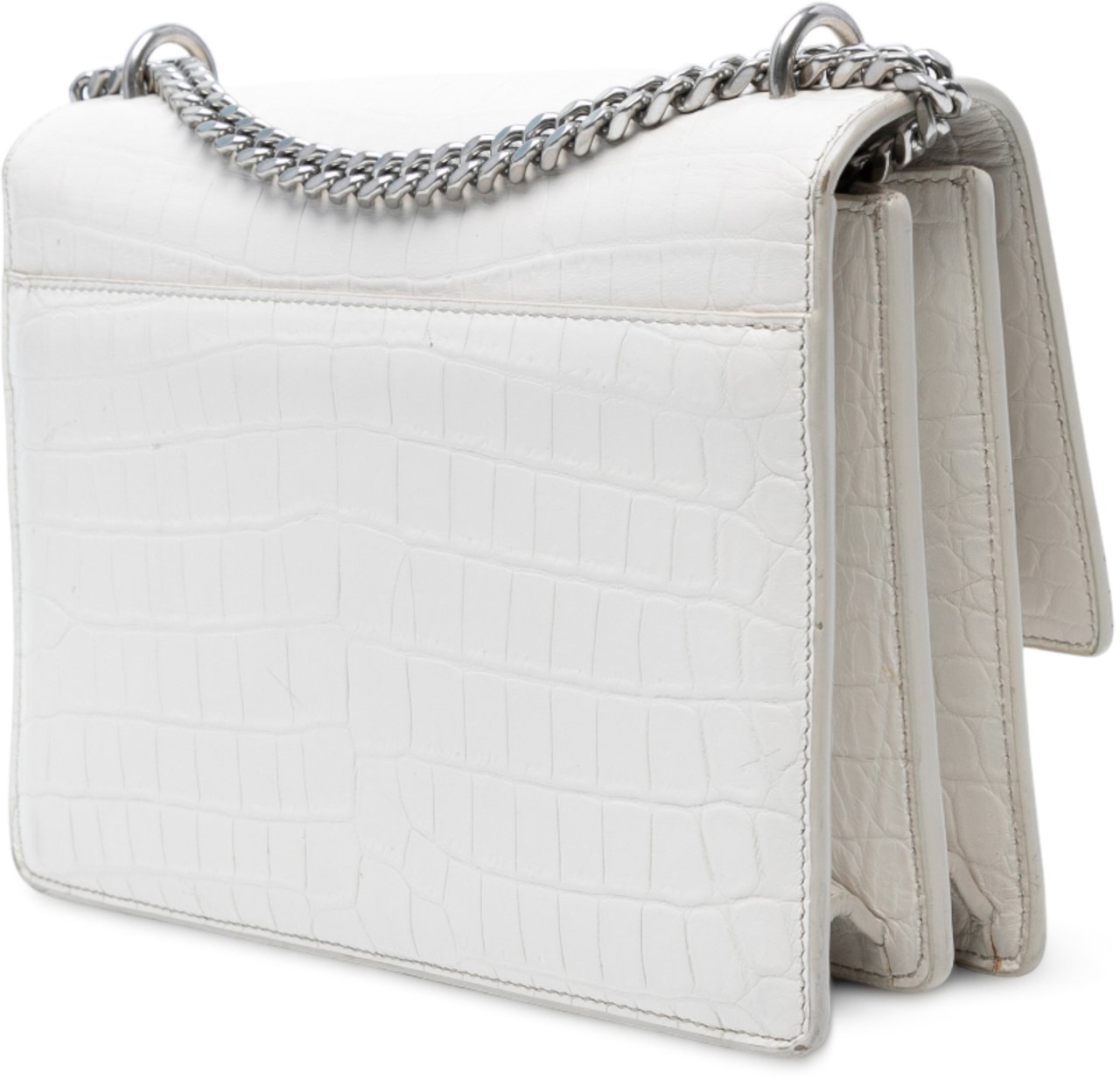 Saint Laurent Medium Croc Embossed Monogram Sunset Bag Wit