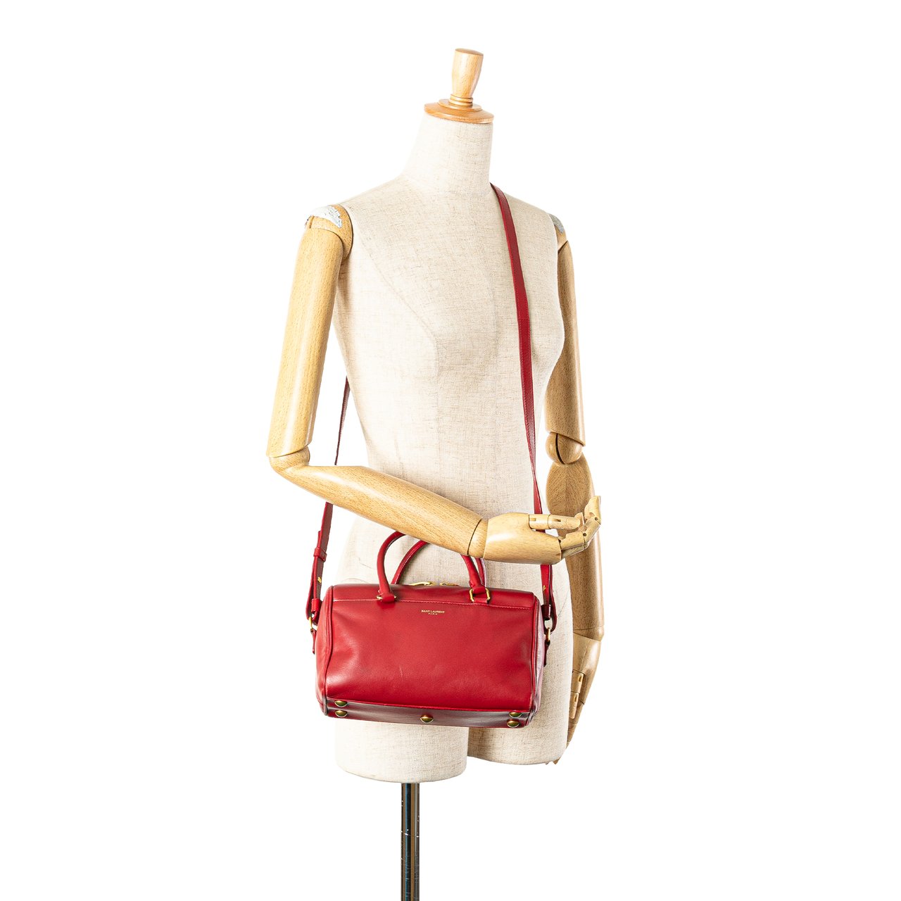 Saint Laurent Baby Leather Classic Duffle Satchel Rood