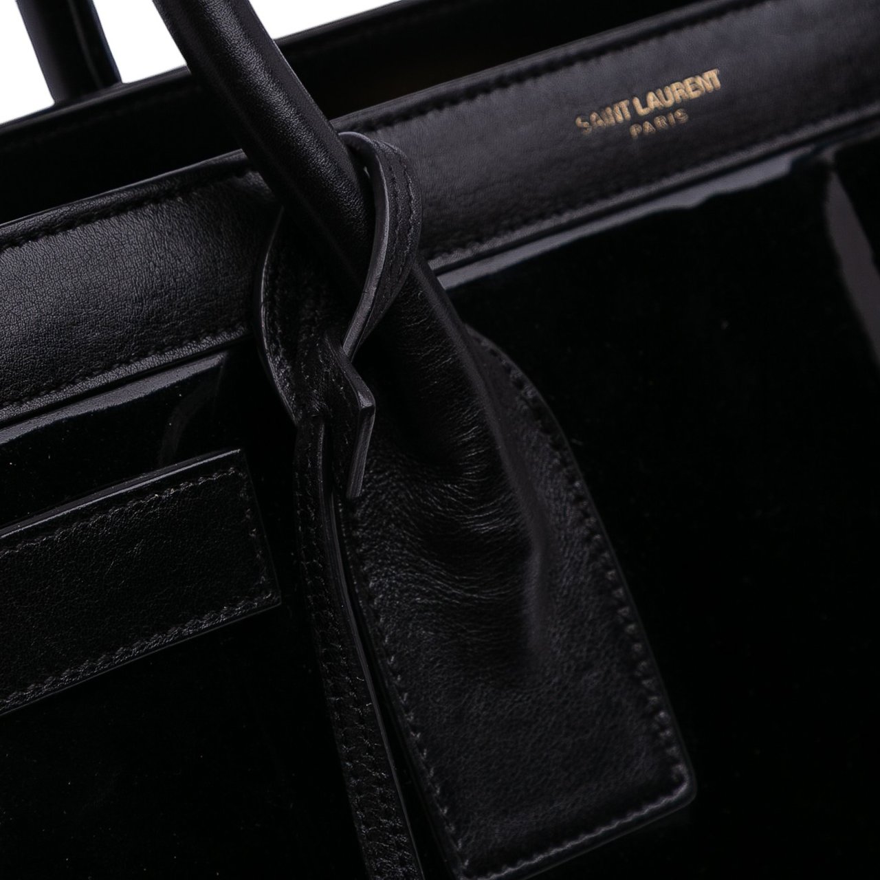 Saint Laurent Small Patent Sac De Jour Satchel Zwart