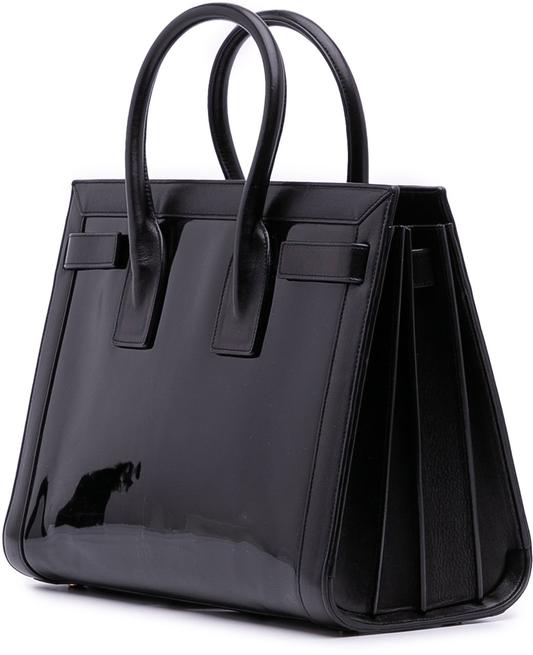 Saint Laurent Small Patent Sac De Jour Satchel Zwart