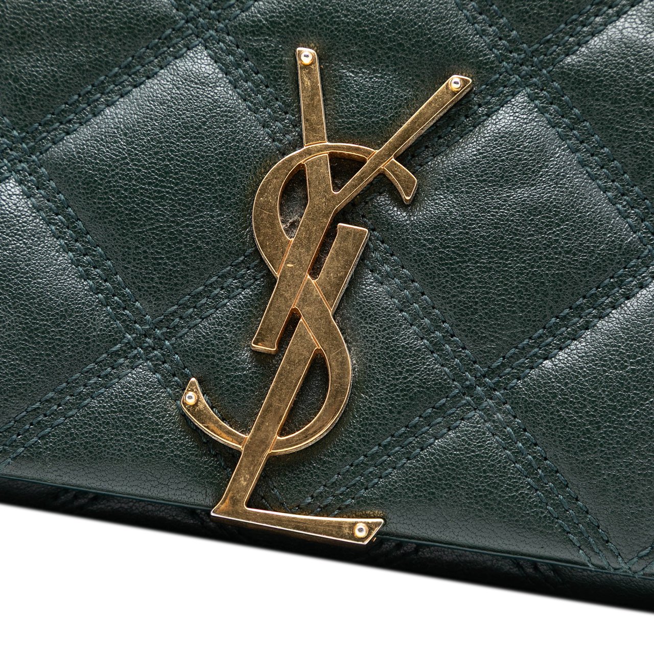 Saint Laurent Small Quilted Lambskin Becky Chain Shoulder Bag Groen