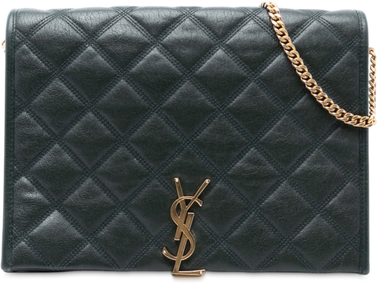 Saint Laurent Small Quilted Lambskin Becky Chain Shoulder Bag Groen
