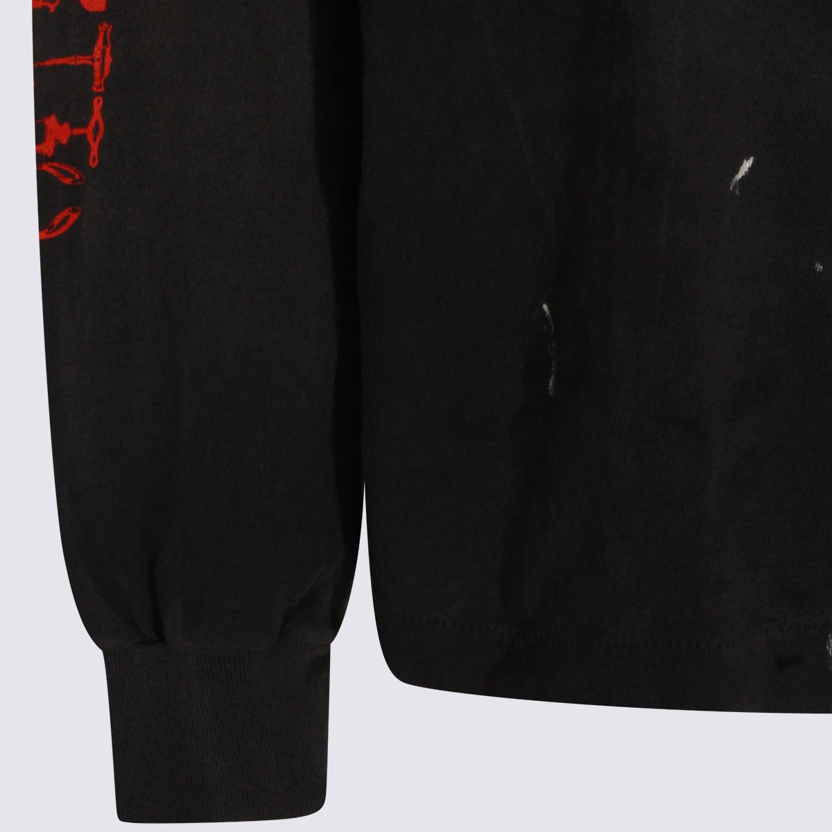 Saint Mxxxxxx Long-Sleeve Black T-Shirt with Anatomical Graphics Zwart