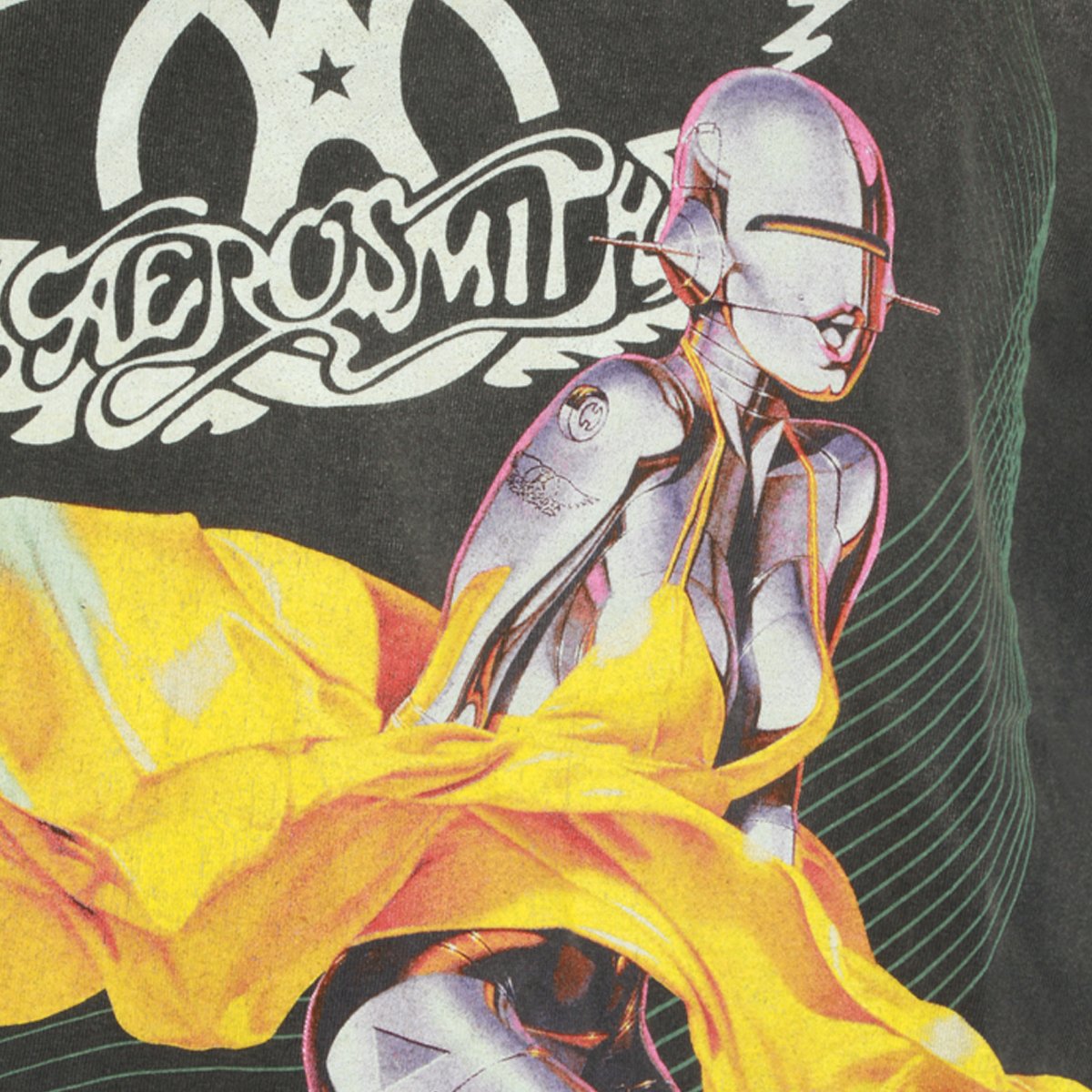 Saint Mxxxxxx Washed Black Graphic T-Shirt with Futuristic Design Grijs