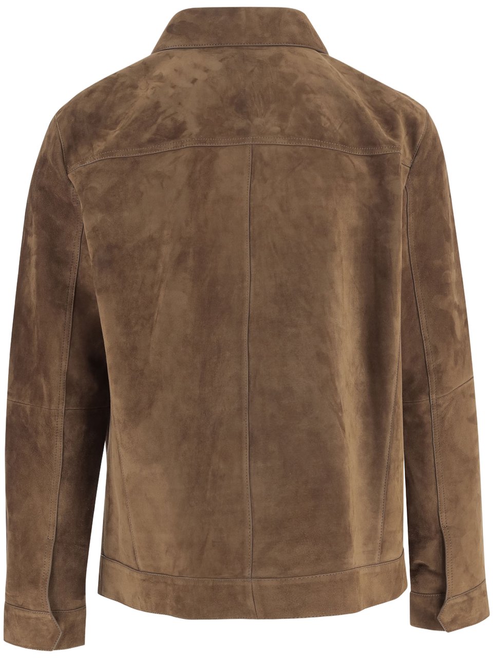 Salomon Brown Suede Jacket With Classic Collar Grijs