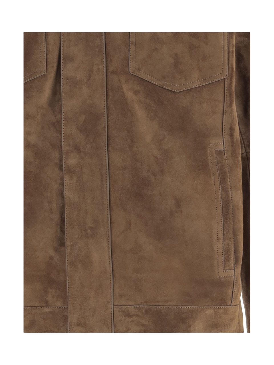 Salomon Brown Suede Jacket With Classic Collar Grijs