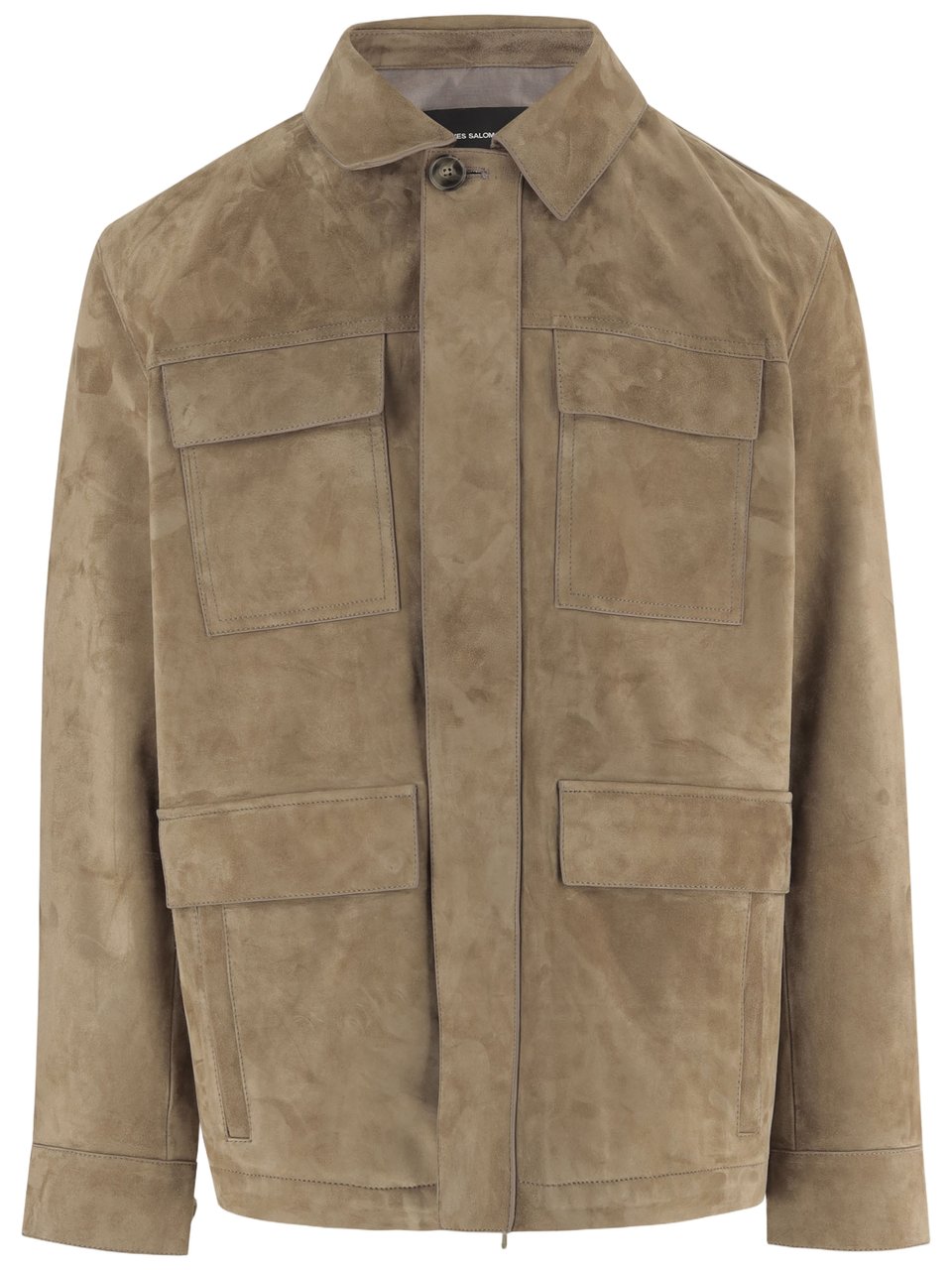 Salomon Brown Suede Jacket With Classic Collar Neutraal