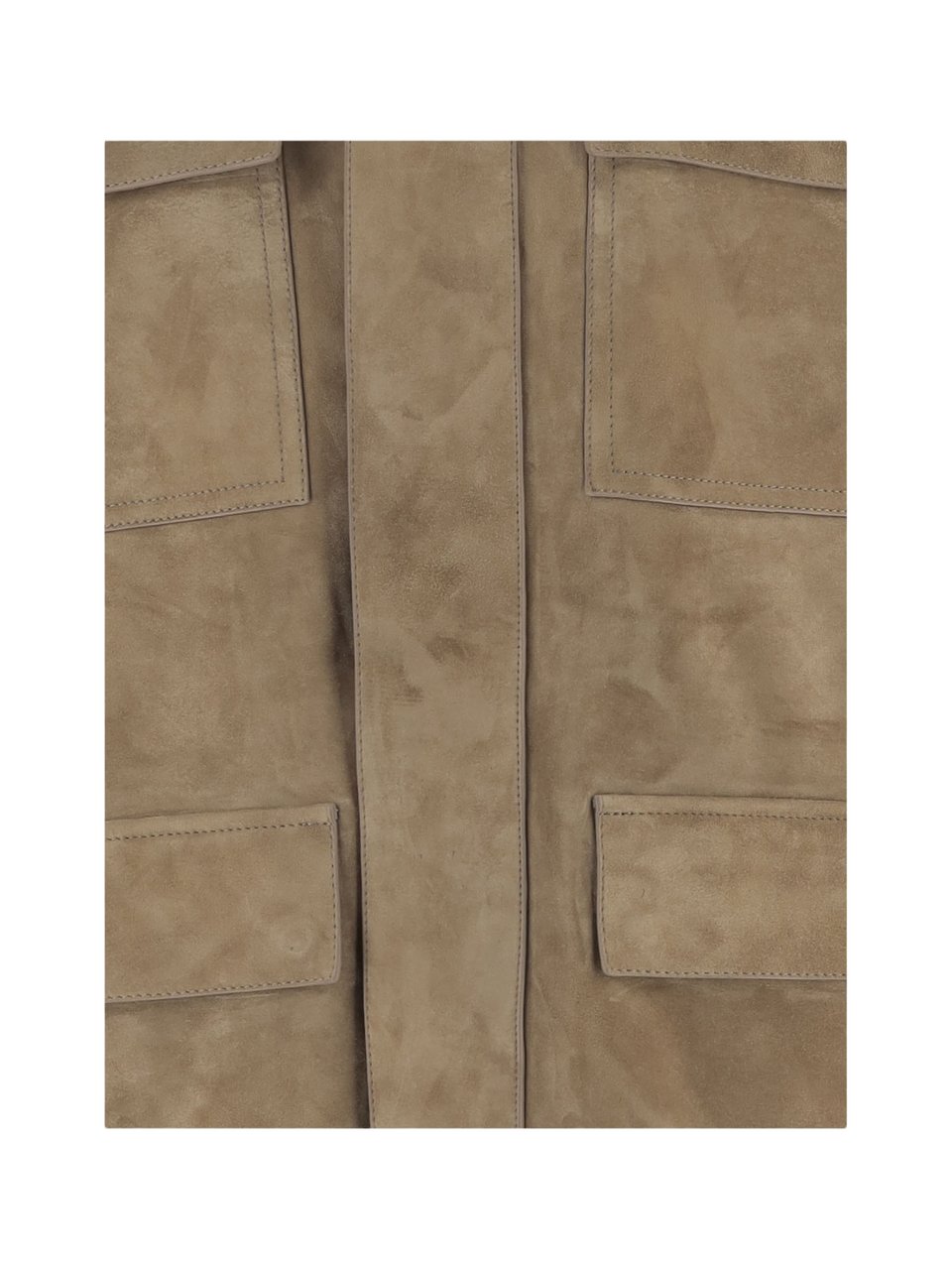 Salomon Brown Suede Jacket With Classic Collar Neutraal