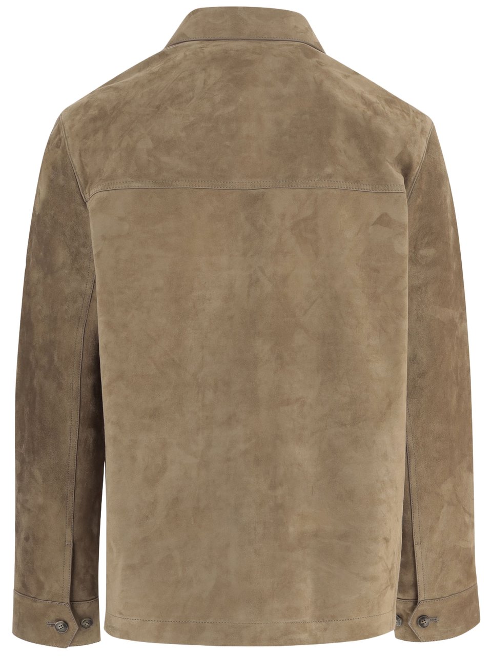 Salomon Brown Suede Jacket With Classic Collar Neutraal