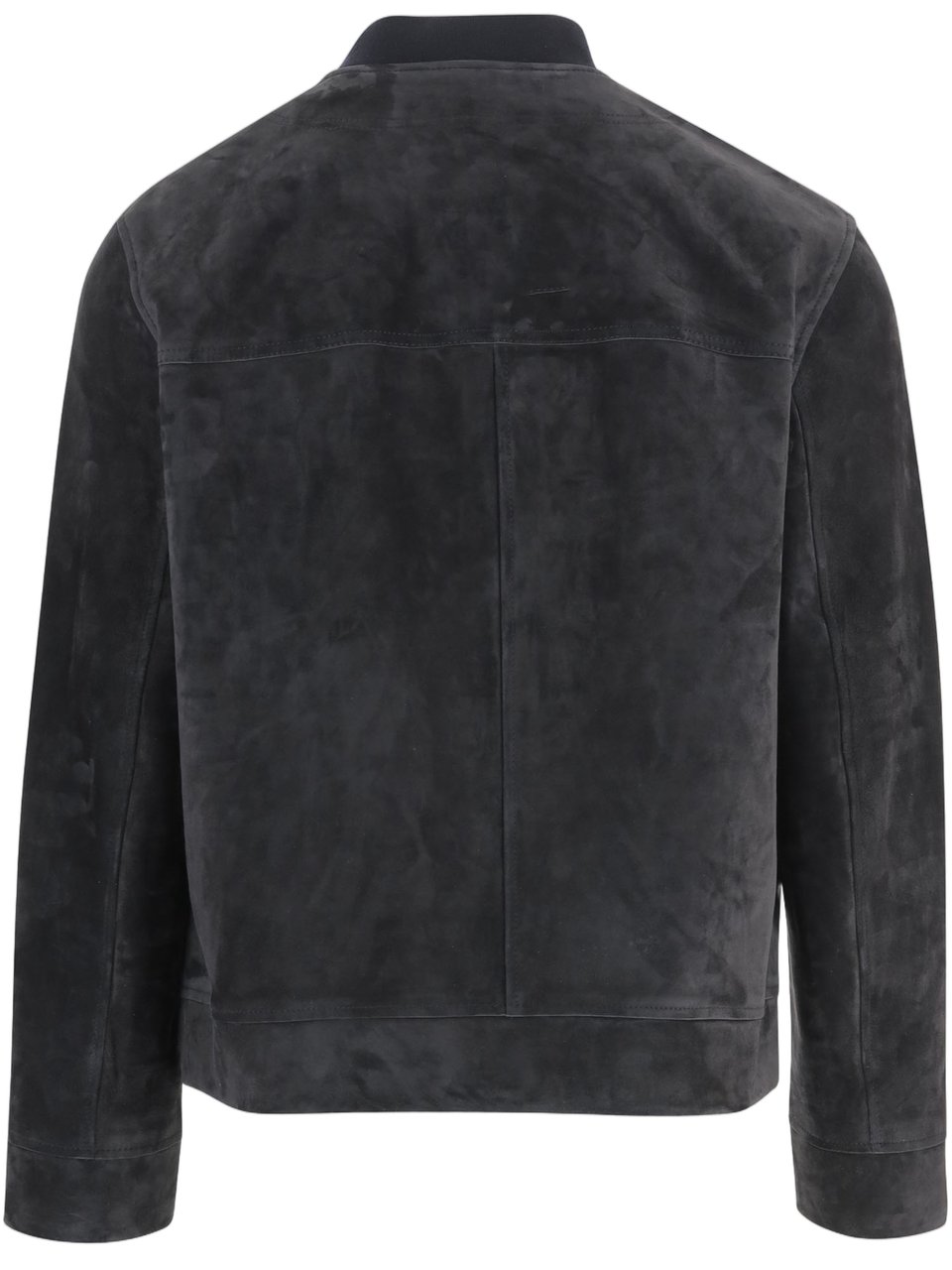 Salomon Navy Blue Suede Leather Jacket Zwart