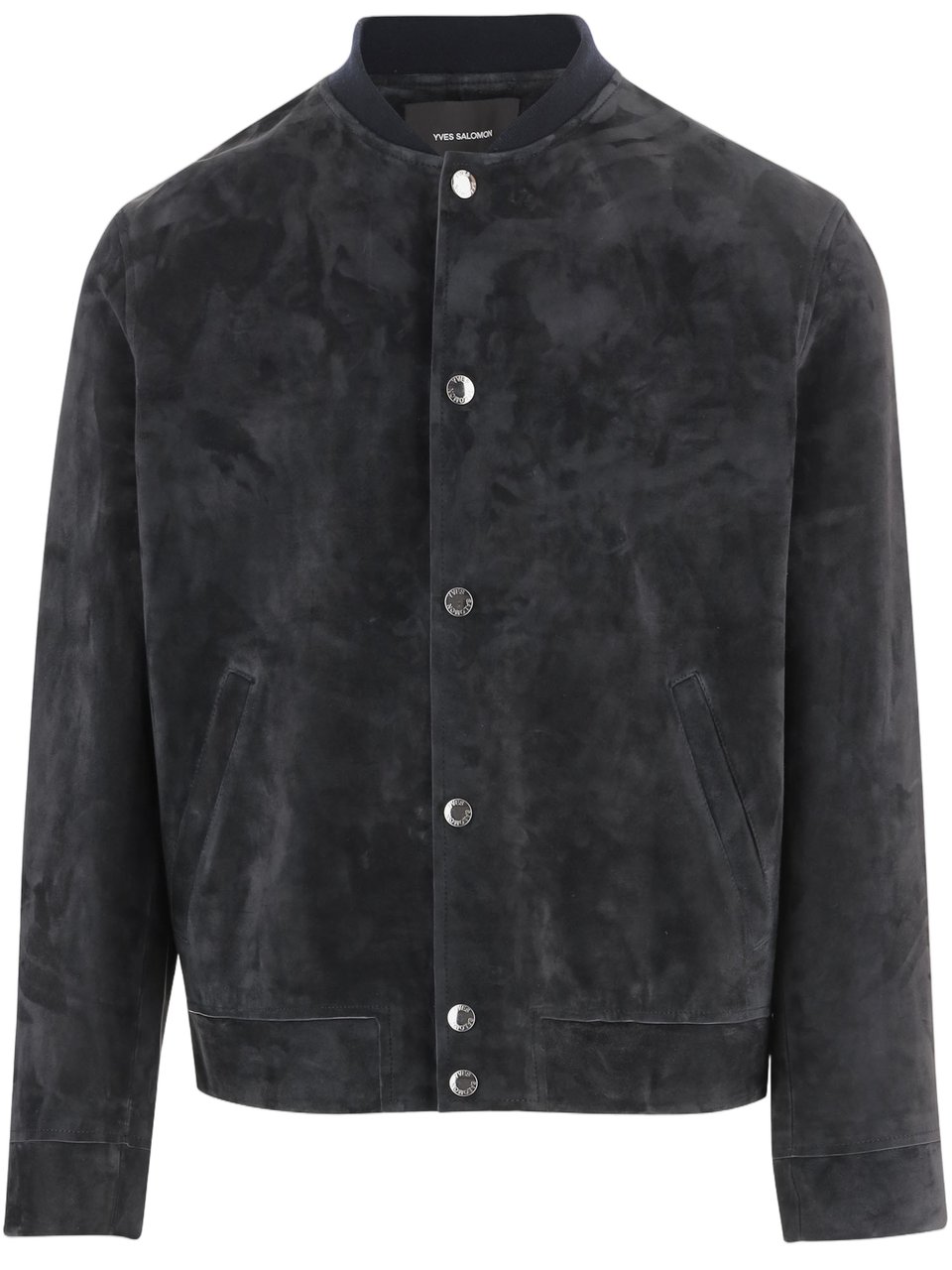 Salomon Navy Blue Suede Leather Jacket Zwart