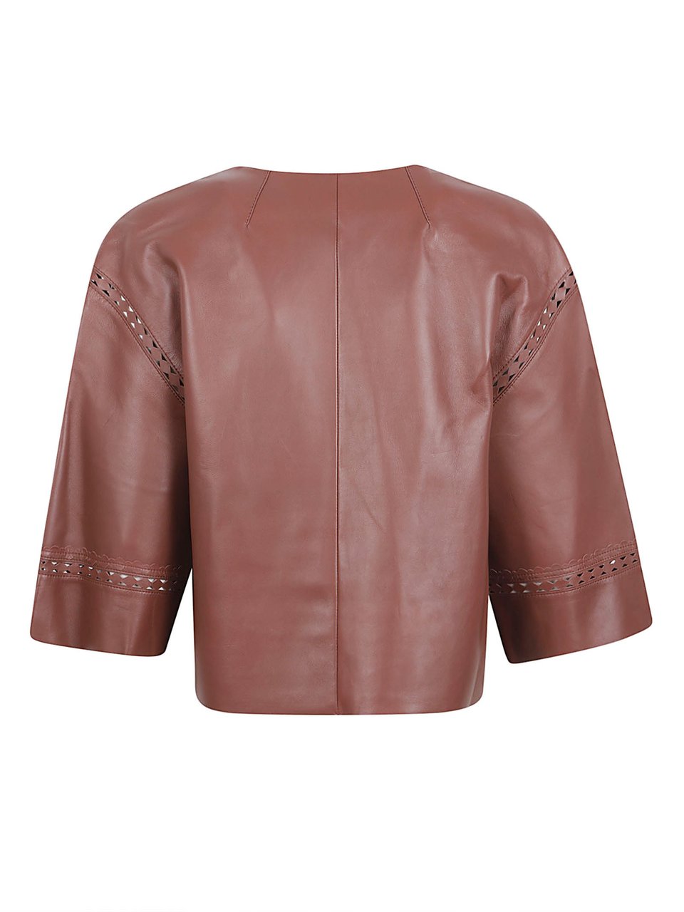 Salomon Cropped Brown Lamb Leather Jacket with Cut-out Detailing Bruin