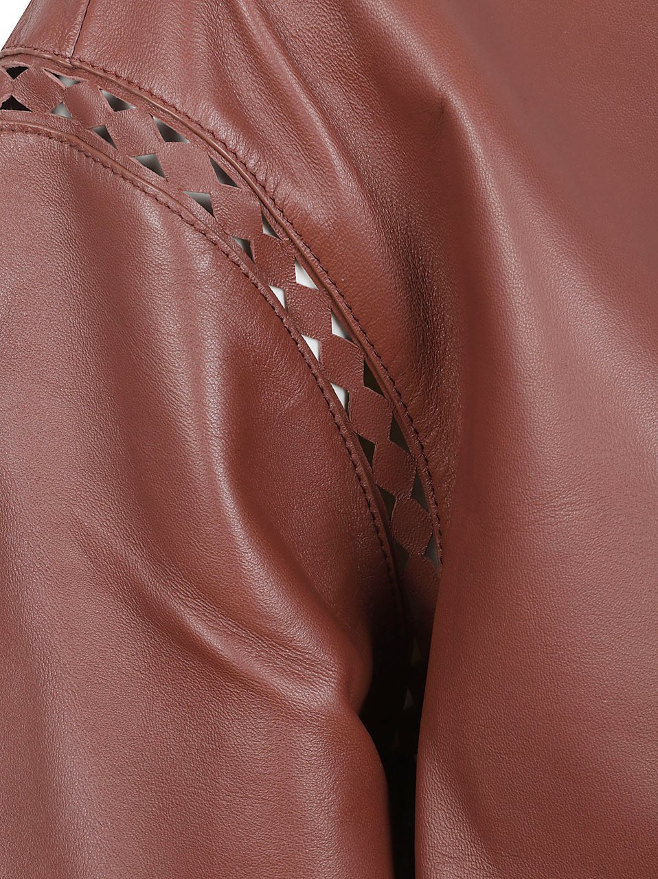 Salomon Cropped Brown Lamb Leather Jacket with Cut-out Detailing Bruin