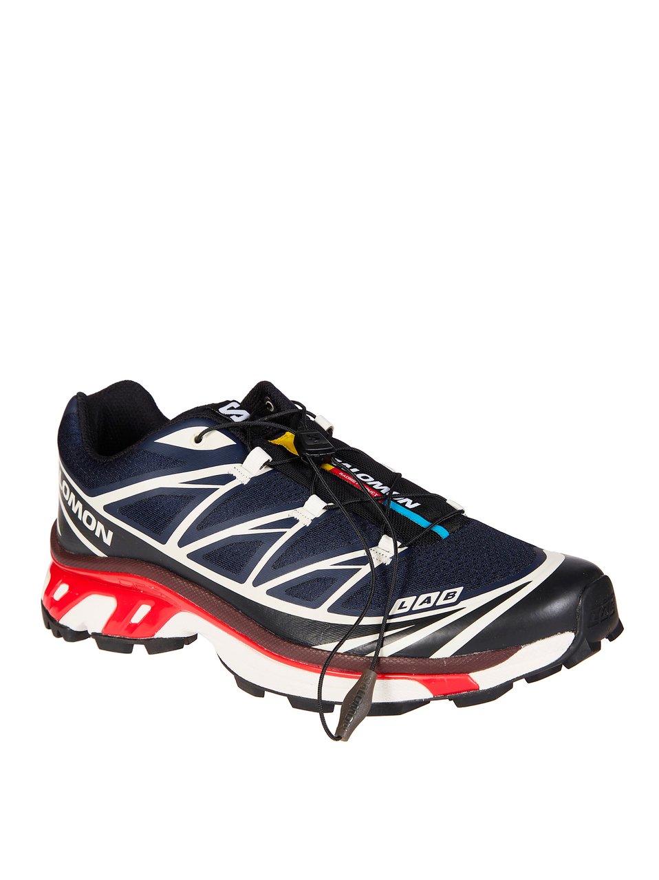 Salomon White Mesh Vibrant Midsole Sneakers Zwart