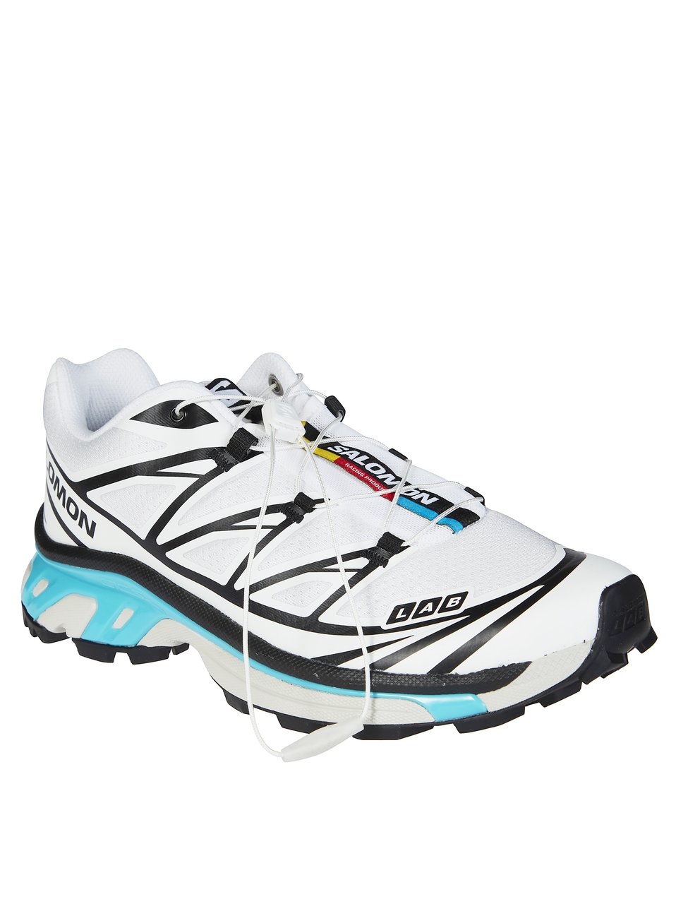 Salomon White Geometric Overlays Cushioned Sneakers Wit