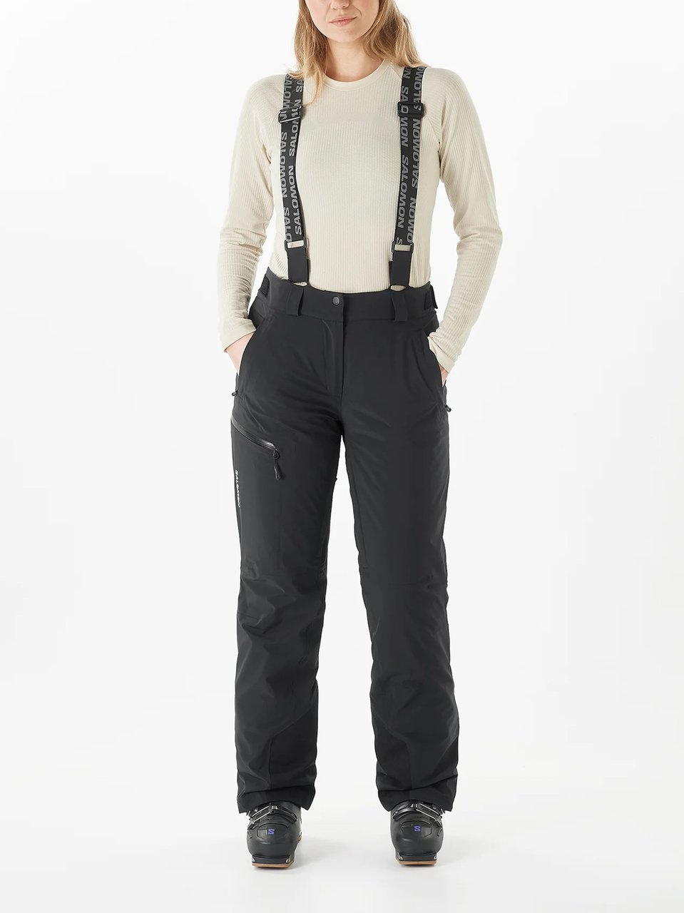 Salomon Black Brilliant Pant Straight-Leg Ski Pants Zwart