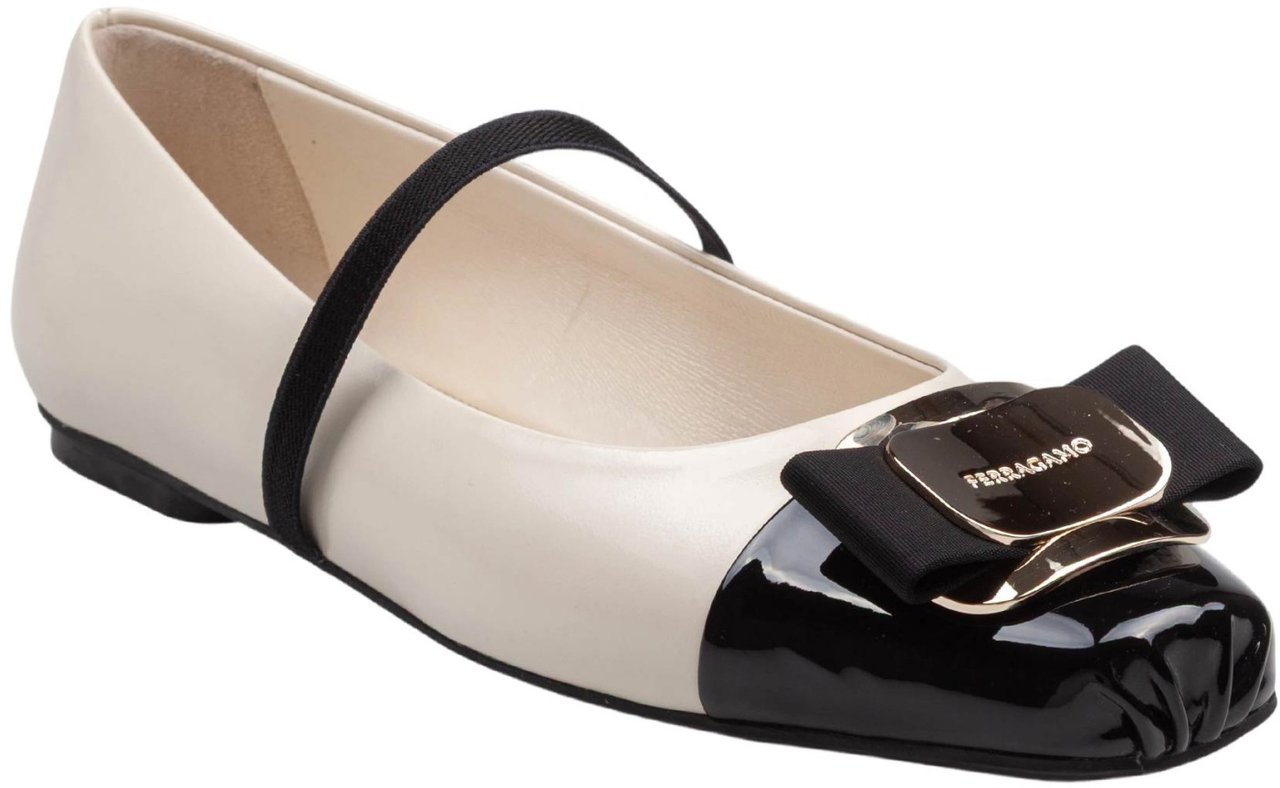 Salvatore Ferragamo Ferragamo ballerina new vara in nappa bicolore Geel