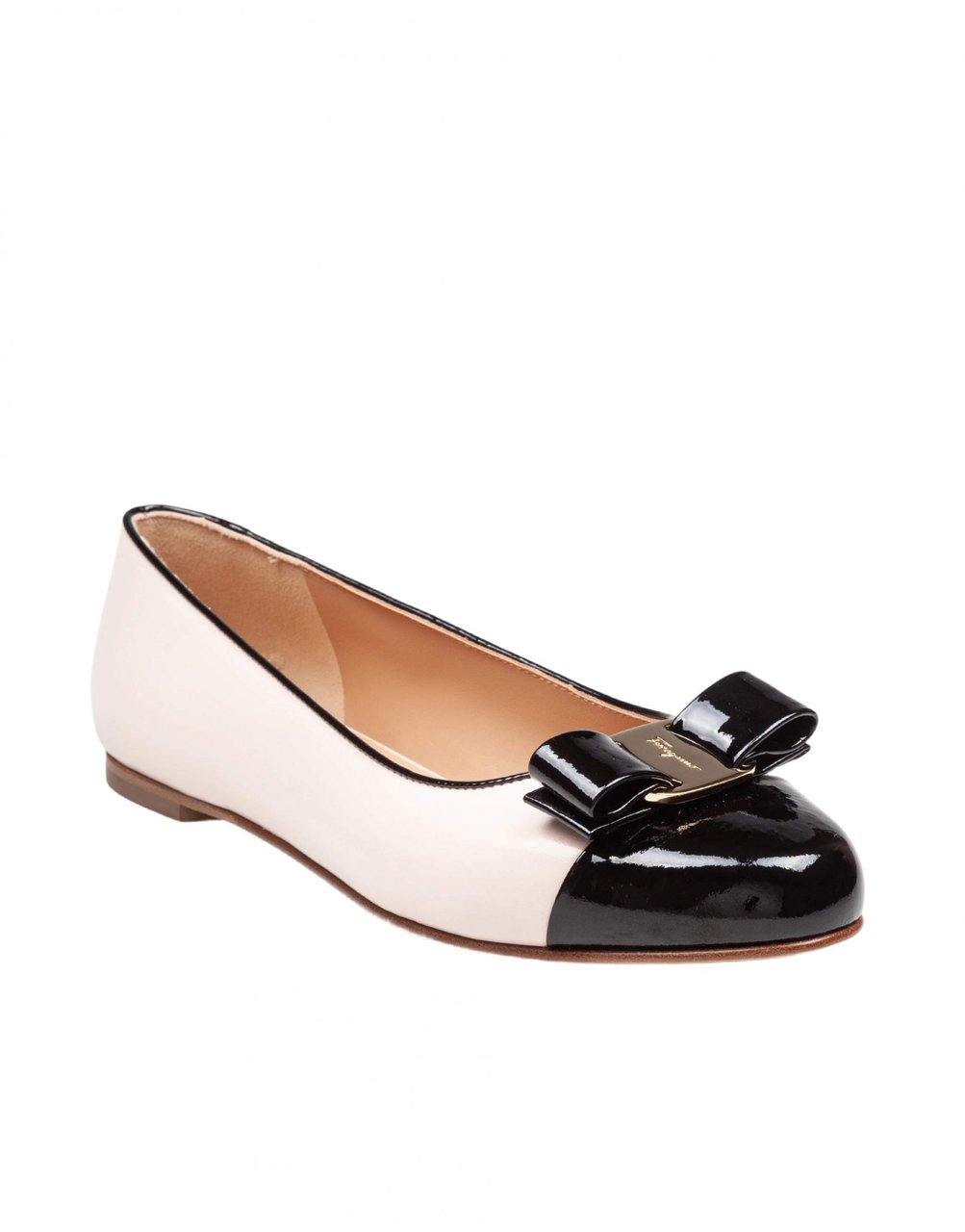Salvatore Ferragamo Ferragamo varina ballerina flats in nappa and patent leather, pink and black Zwart