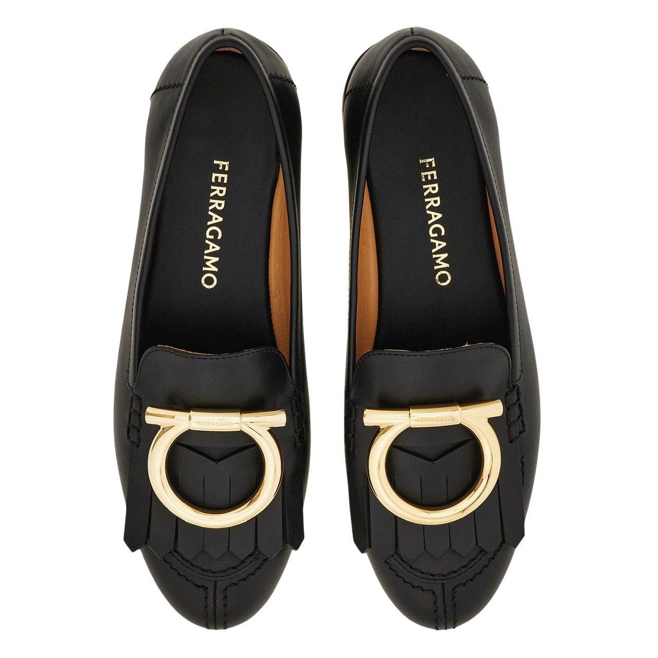 Salvatore Ferragamo Silvy Loafers With Leather Fringe Detail Zwart