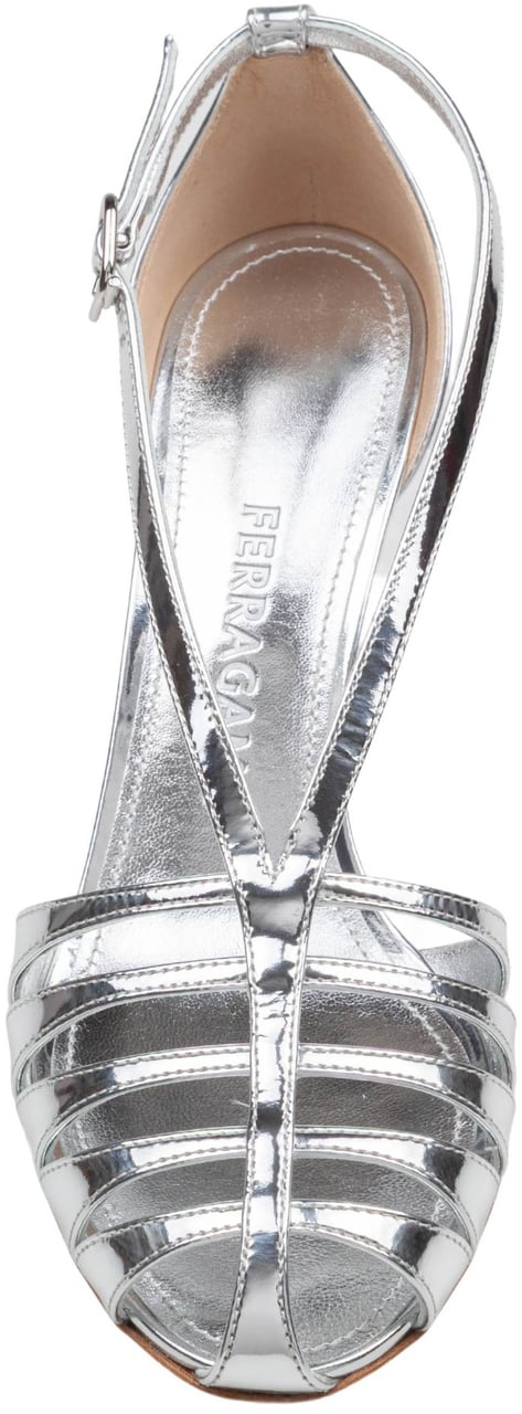 Salvatore Ferragamo Ferragamo metallic leather sandal, silver color Zilver