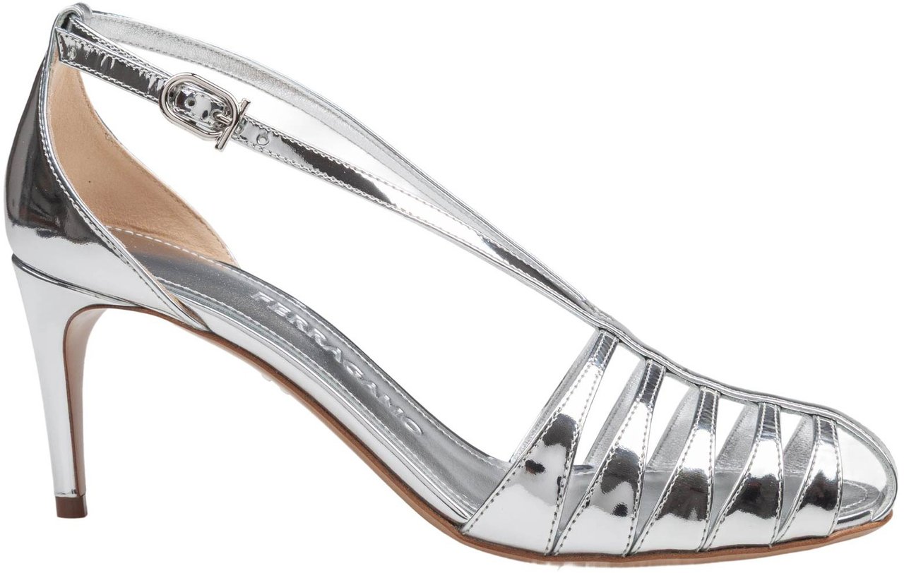 Salvatore Ferragamo Ferragamo metallic leather sandal, silver color Zilver