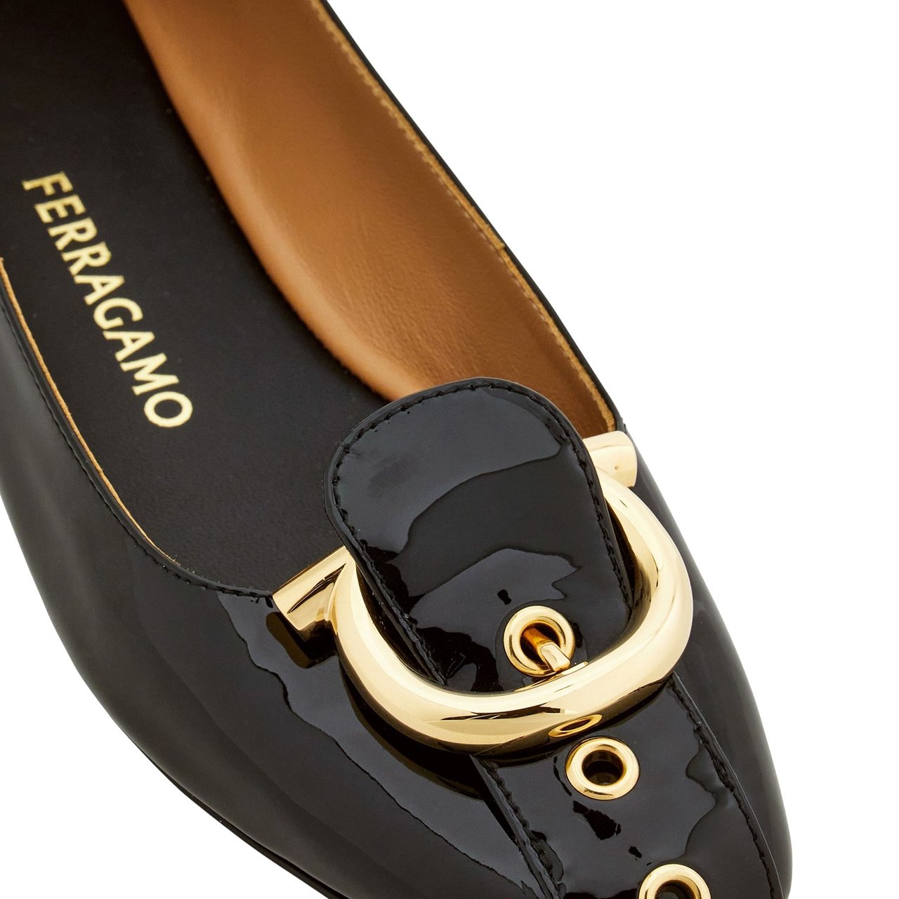Salvatore Ferragamo Black Leather Flats Zwart