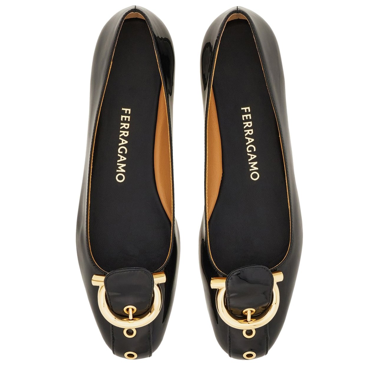 Salvatore Ferragamo Black Leather Flats Zwart