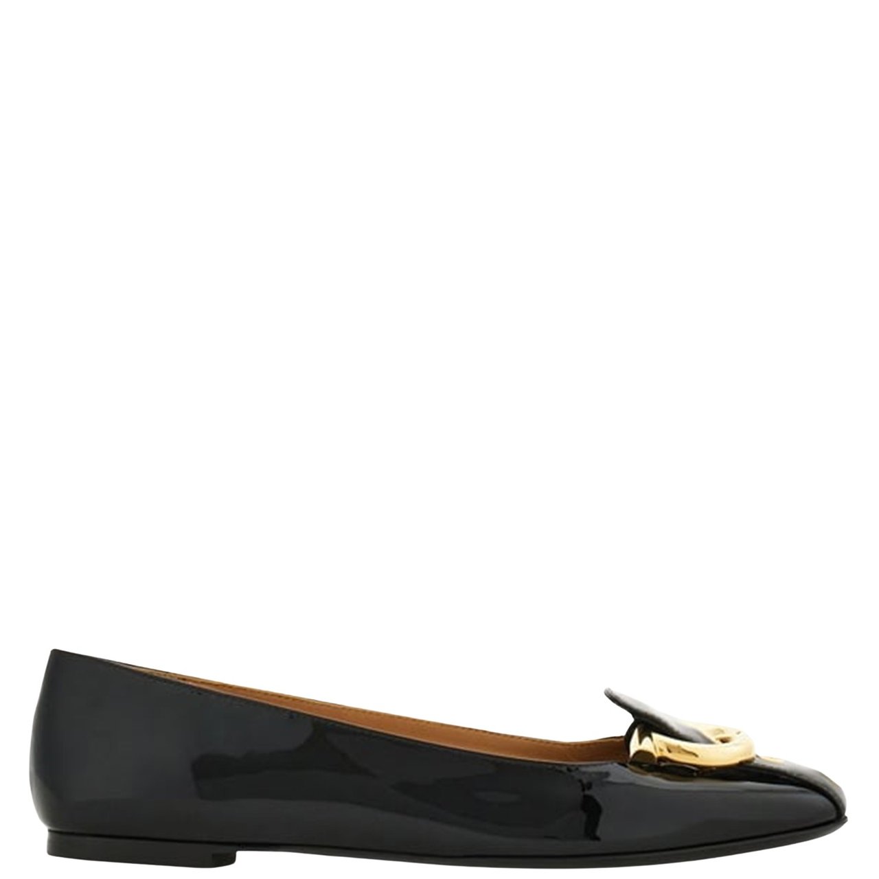 Salvatore Ferragamo Black Leather Flats Zwart