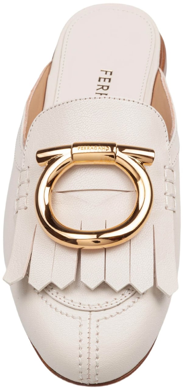 Salvatore Ferragamo Ferragamo leather mules with maxi gancini buckle Geel