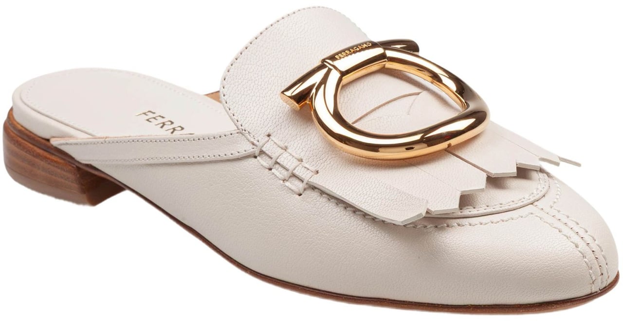 Salvatore Ferragamo Ferragamo leather mules with maxi gancini buckle Geel