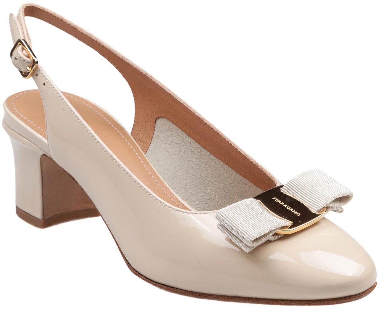 Salvatore Ferragamo Ferragamo vetty 55 slingback in naplack, marscarpone color Geel